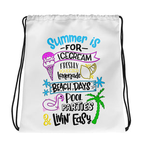 Summer Ice Cream Lemonade Beach Days Pool Parties Drawstring bag